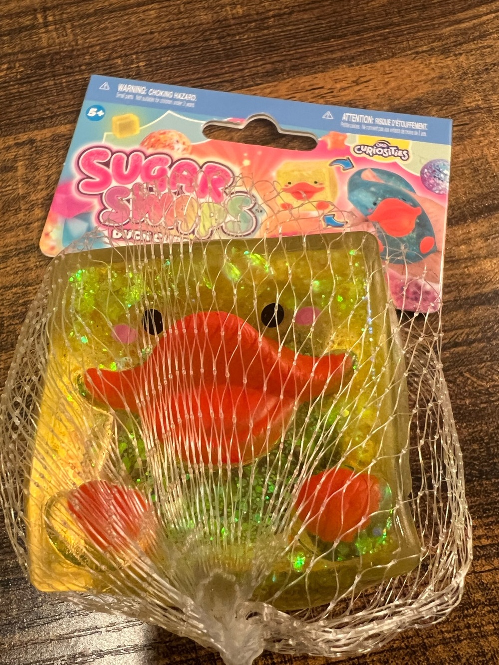 💛 🦆 Sugar Swaps Yellow Duck Cube Squishy-Yellow Glitter with Orange Beak